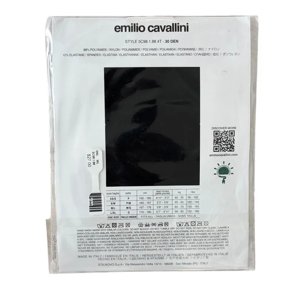 Emilio Cavallini Firenze Black Tights Style 5C98.1.88 Womens Size S / M NEW